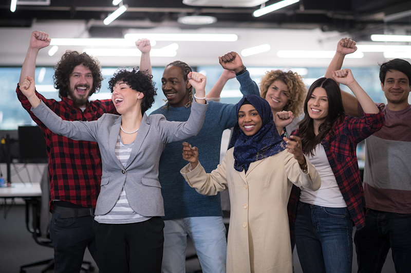 Coworkers Sing Along and Cheer